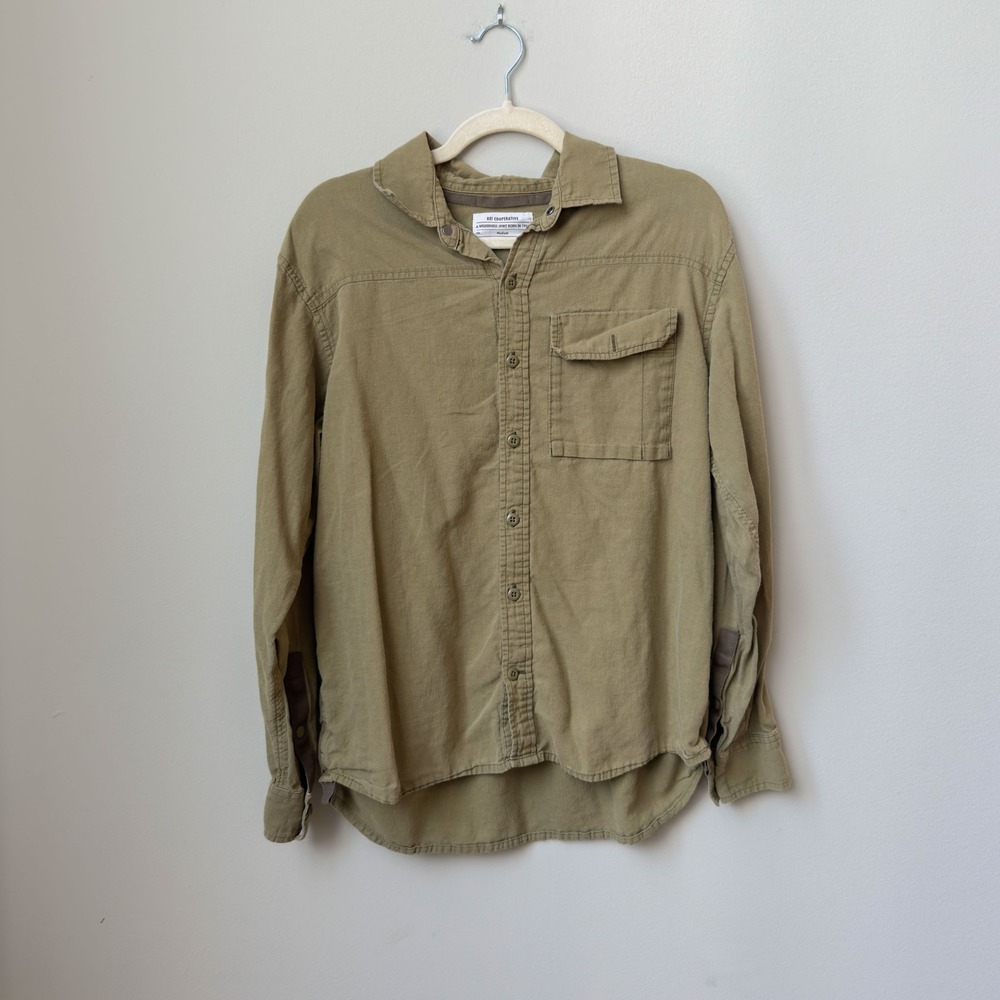 Men's REI Co-op Outdoorsy Green Hemp Cotton Utility Shirt Size M